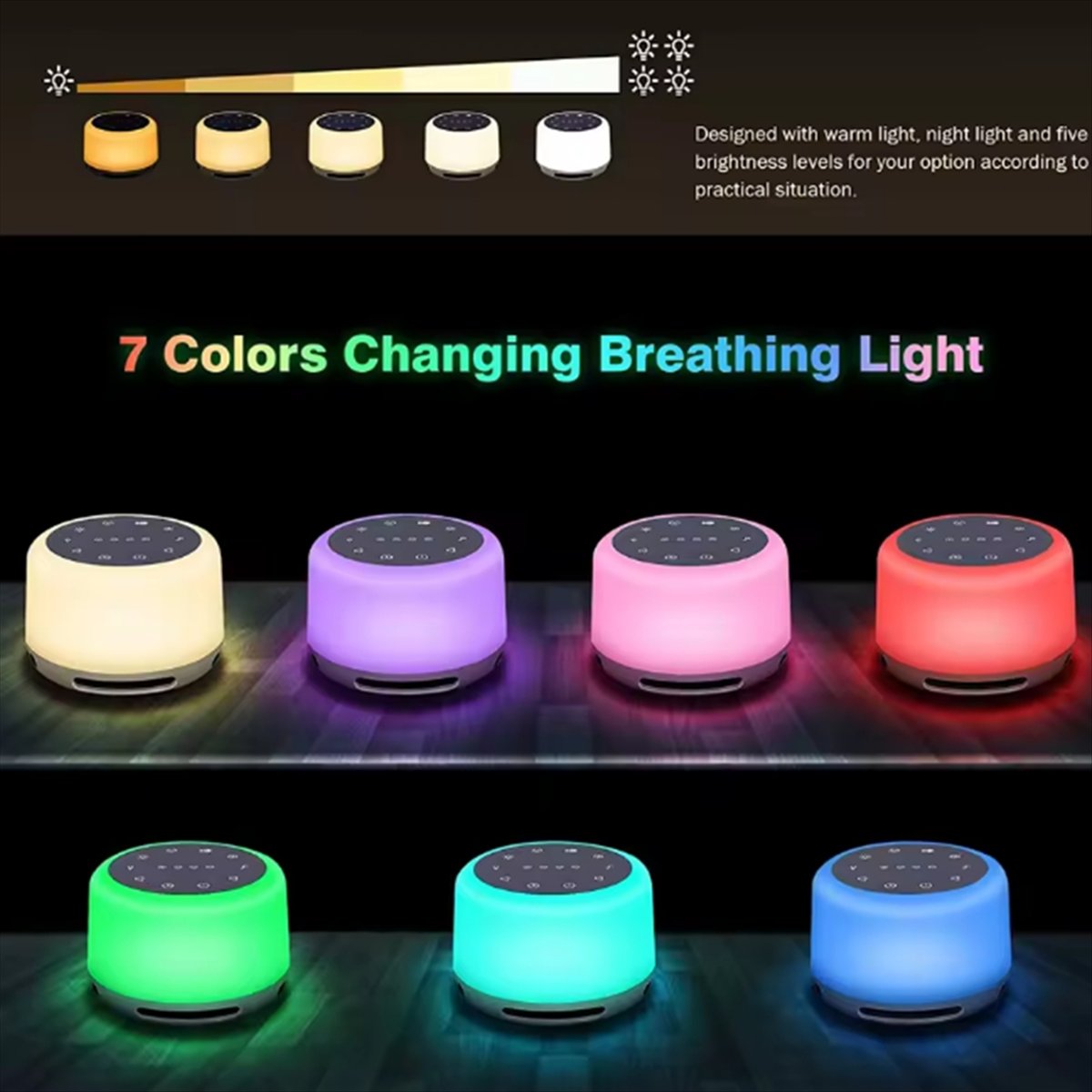 Baby Sound Machine White - M85K ポータブル睡眠サウンドマシン ホワイトノイズマシン RGBナイトライト付き 赤ちゃん用