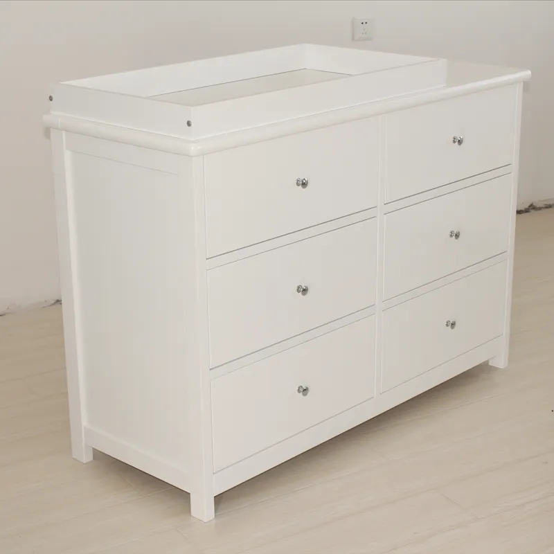 Baby Nursery Drawers - ホワイトベビー収納キャビネット 6段引き出し ナーサリーオーガナイザー家具 カスタムサイズ モダンキッズルーム ドレッサー（衣類・おもちゃ用）