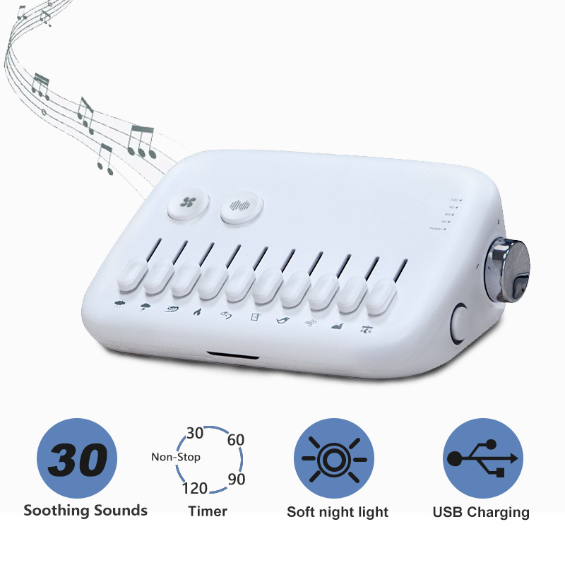 Baby Sound Machine White - ホワイトノイズマシン USB充電式 ホワイトノイズサウンドマシン タイマー付き 快眠モニター ベビーノイズマシン