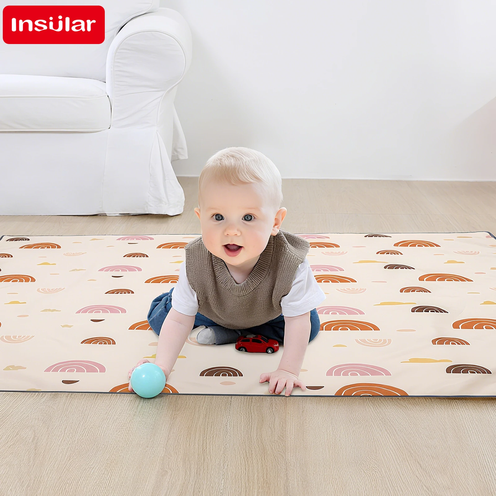 Baby Nursery Mat - INSULAR キッズ教育マットレス折りたたみベビープレイマットノンスリップ耐久性のある子供カーペット保育園クライミングパッド防水 0-3Y