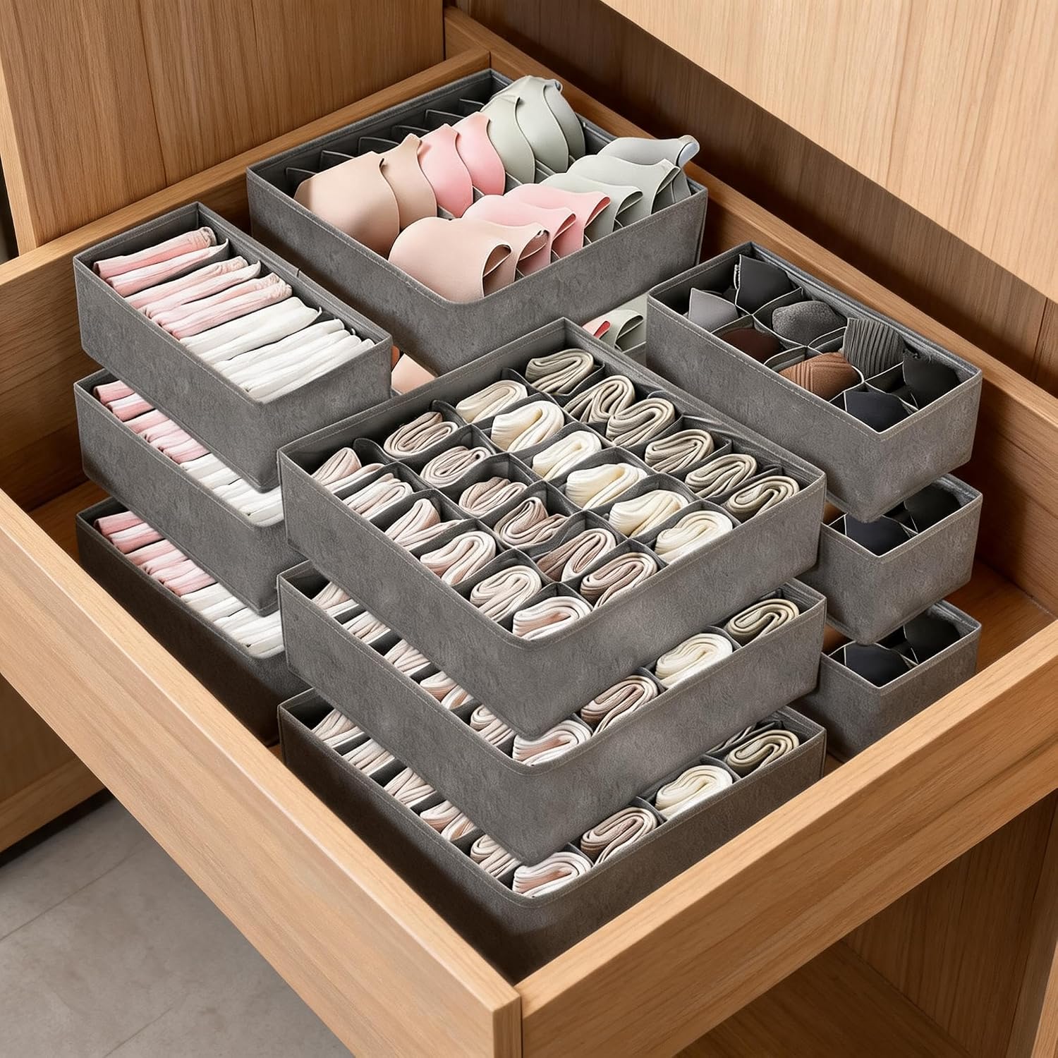 Baby Nursery Drawers - Garvee Home 省スペース12個セット 下着引き出しオーガナイザーセット 116セル 折りたたみ式布製収納ボックス