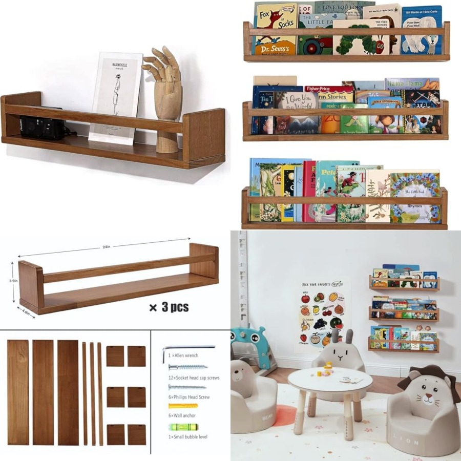 Baby Nursery Floating Shelves - 保育園用棚 フローティングブックシェルフオーガナイザー 赤ちゃん保育園の装飾用 壁掛けブックシェルフ 部屋用 24インチ壁掛け棚