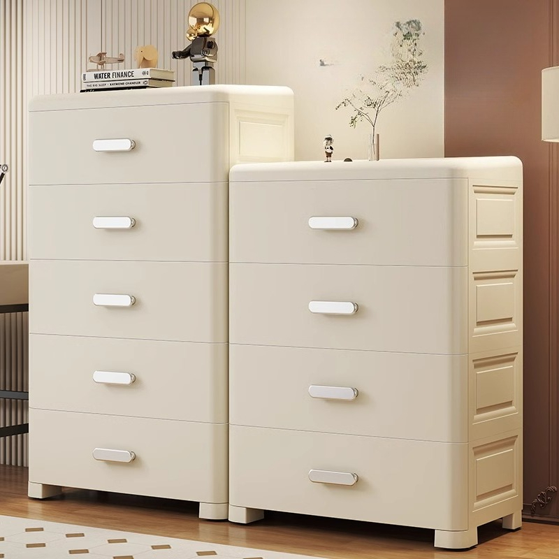 Baby Nursery Drawers - 5段引き出し収納ボックス BPAフリー プラスチック製オーガナイザー ベビー服 子供用おもちゃキャビネット 積み重ね可能