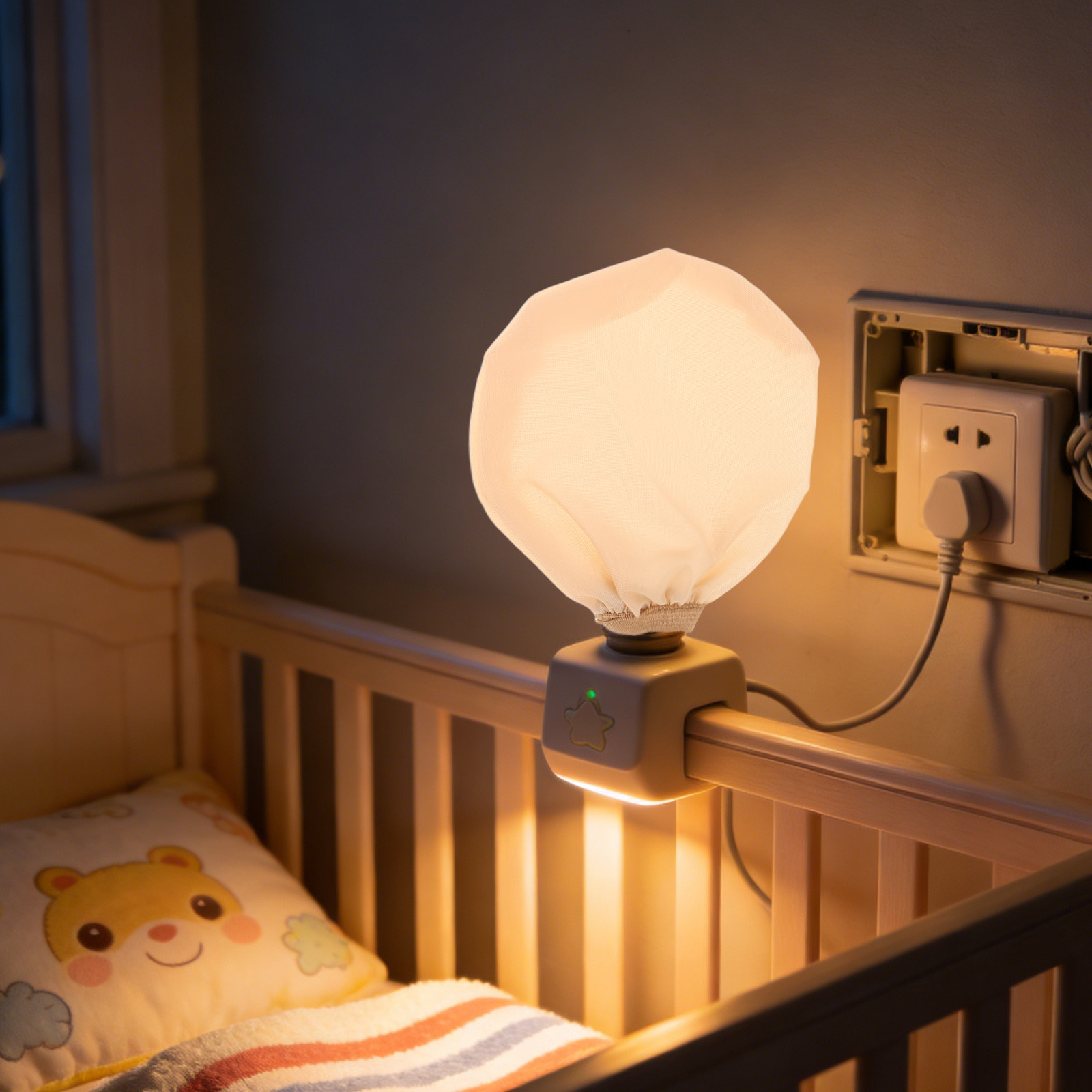 Baby Nursery Light Shade - ベビーに優しいランプカバー。子供部屋での夜間授乳に最適。眩しさを軽減し、柔らかな光を提供するLED電球用シェード。伸縮性があり、取り付けが簡単。サイズ：2.8～4インチ。