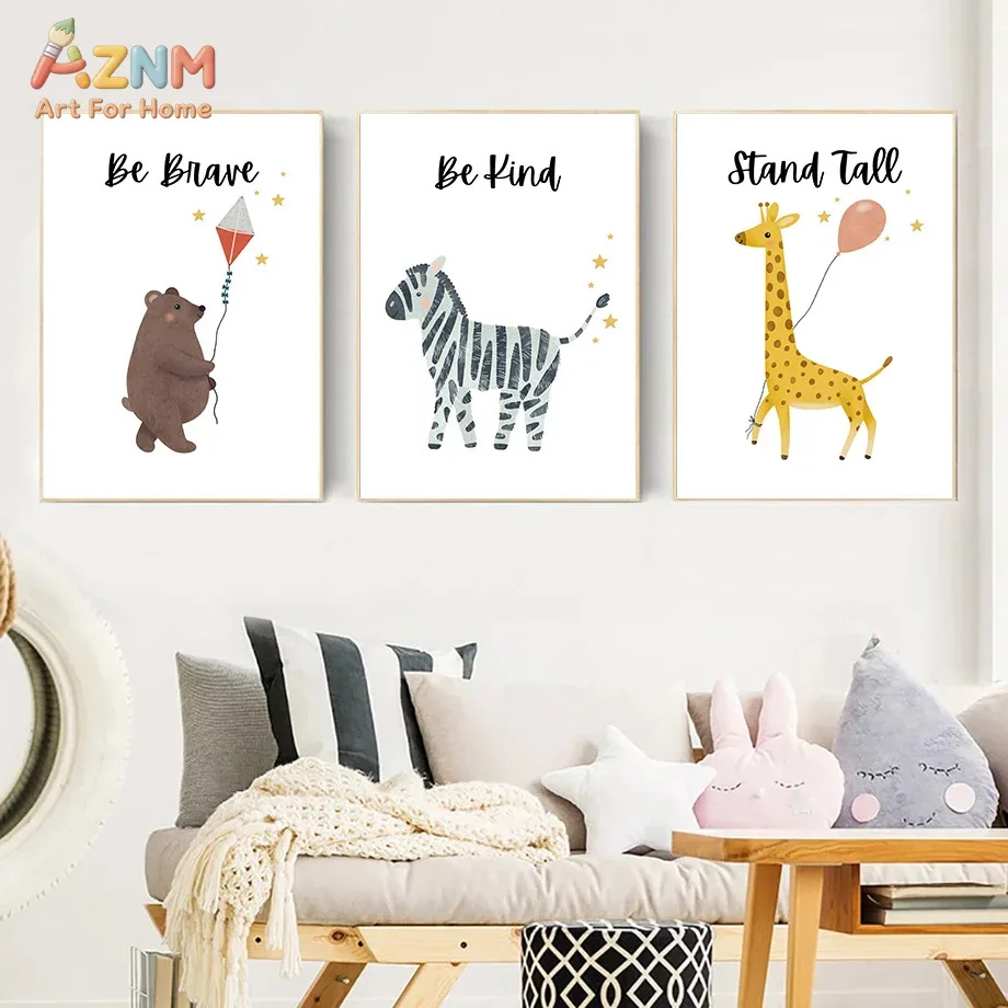 Baby Nursery Paintings - AZNM Be Brave Kind Stand Tall