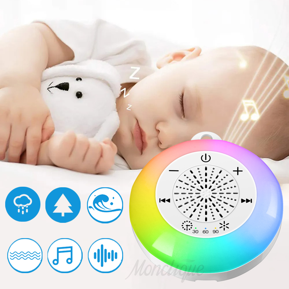 Baby Sound Machine White - ベビースリープホワイトノイズマシン USB 充電式時限シャットダウンスリープマシンベビーサウンドプレーヤーナイトライトタイマーノイズプレーヤー