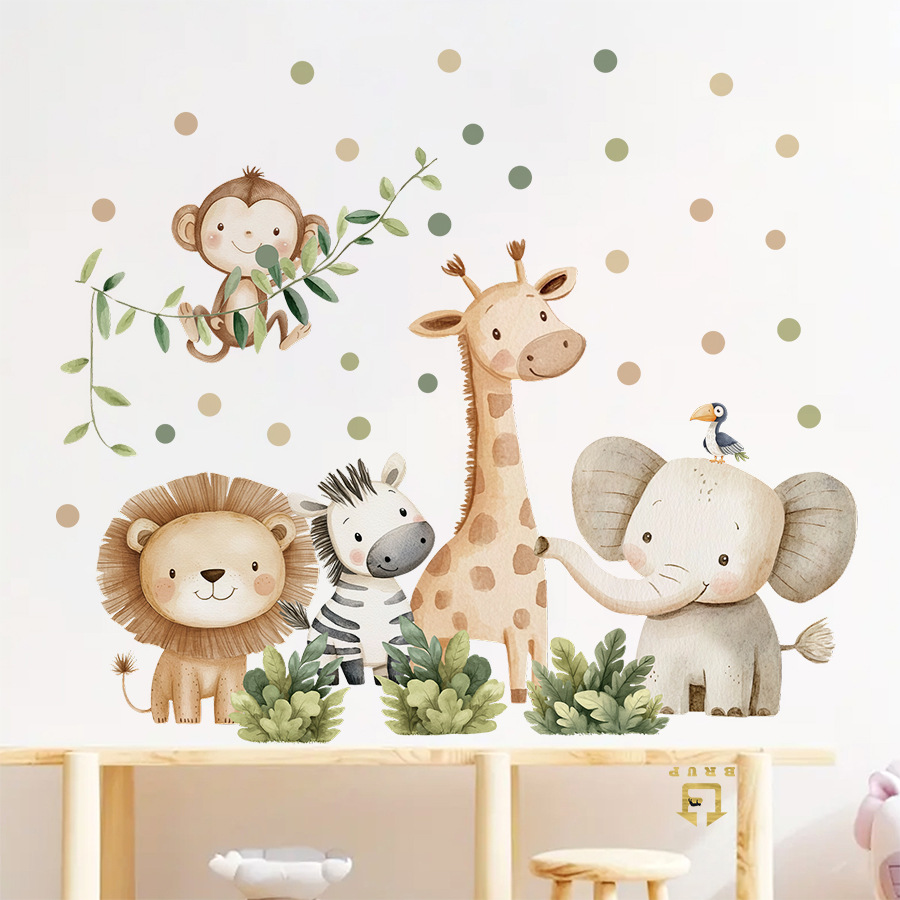自由奔放に生きる森の動物ウォールステッカーキッズルーム用男の - Baby Nursery Modern のレビューと価格