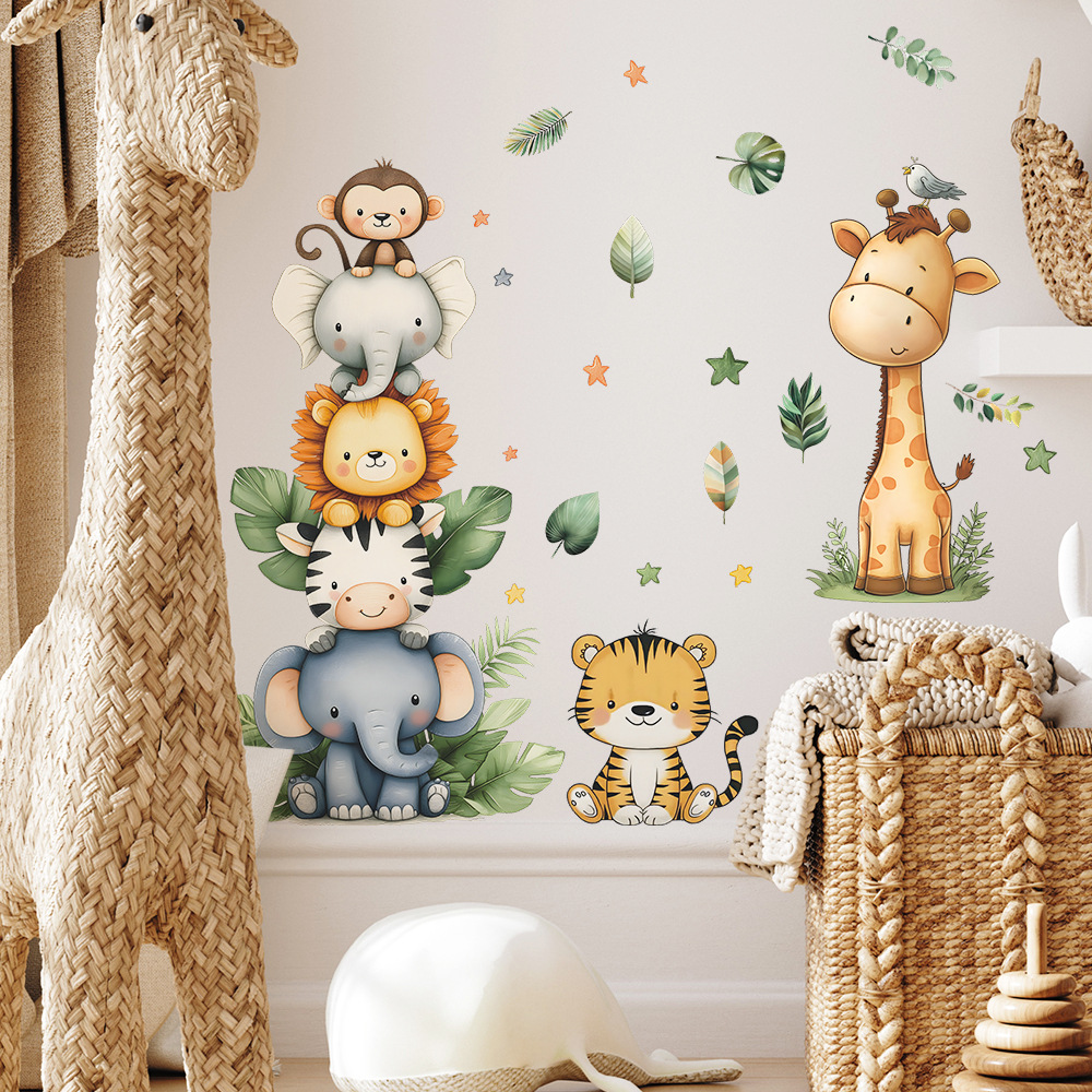 自由奔放に生きる森の動物ウォールステッカーキッズルーム用男の - Baby Nursery Modern のレビューと価格