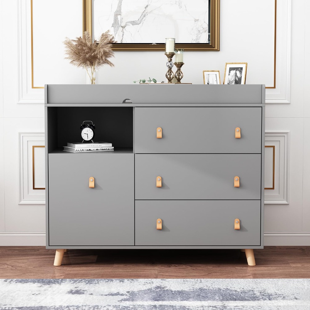 ベビードレッサー兼おむつ交換台、2in1ナーサリーチェスト、 - Baby Nursery Drawers のレビューと価格