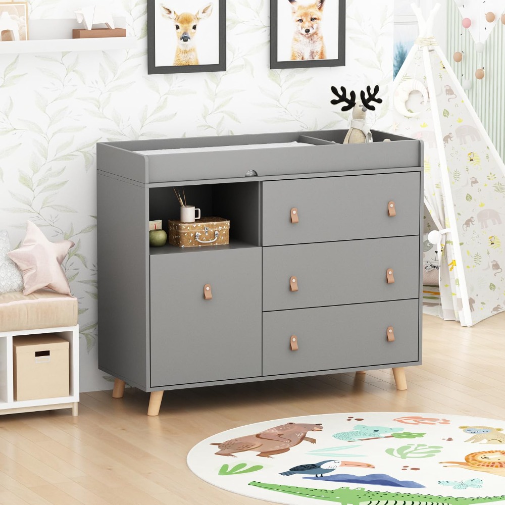 ベビードレッサー兼おむつ交換台、2in1ナーサリーチェスト、 - Baby Nursery Drawers のレビューと価格