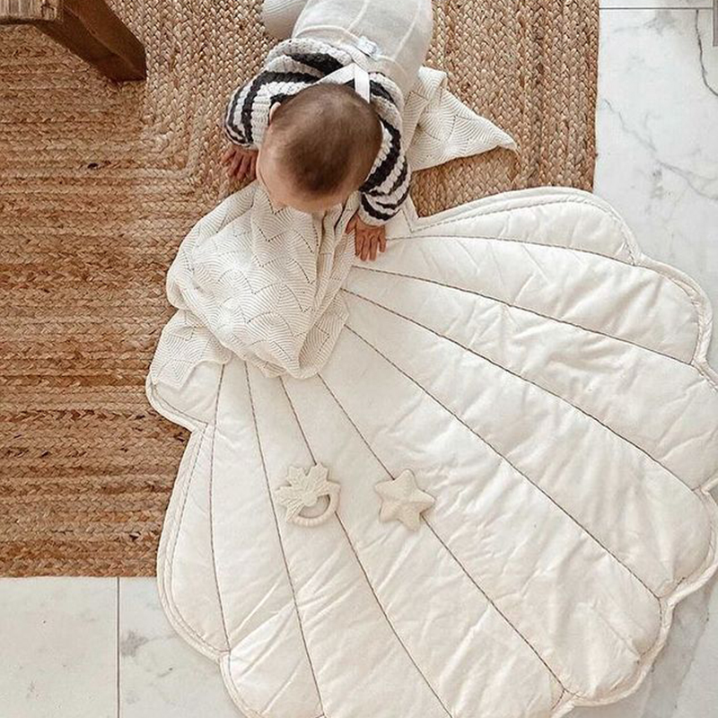 北欧風シェル型ベビープレイマット ソフトコットン製クロールマ - Baby Nursery Mat のレビューと価格