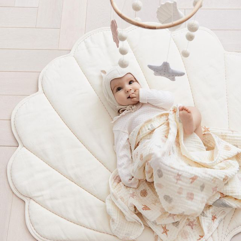 北欧風シェル型ベビープレイマット ソフトコットン製クロールマ - Baby Nursery Mat のレビューと価格