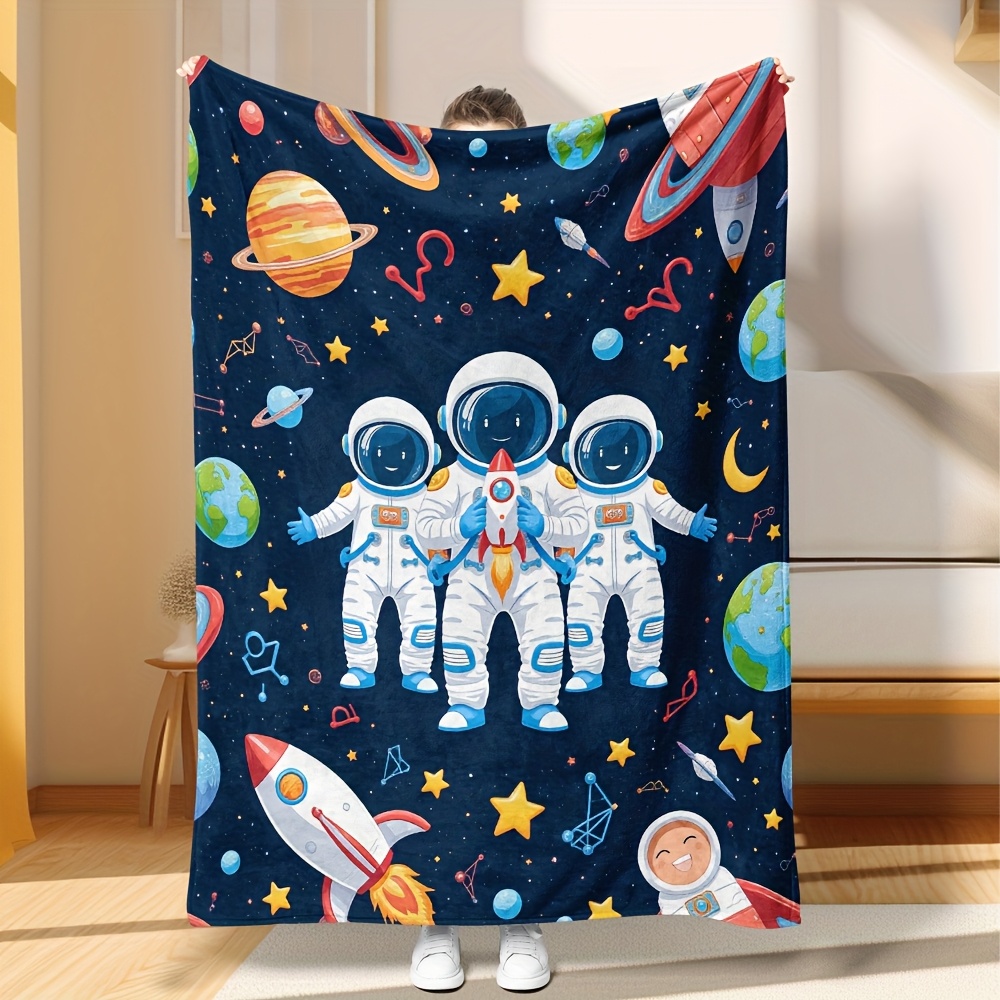 かわいらしい宇宙飛行士の銀河柄ブランケット。子供部屋の装飾に - Baby Nursery Themes Boy のレビューと価格