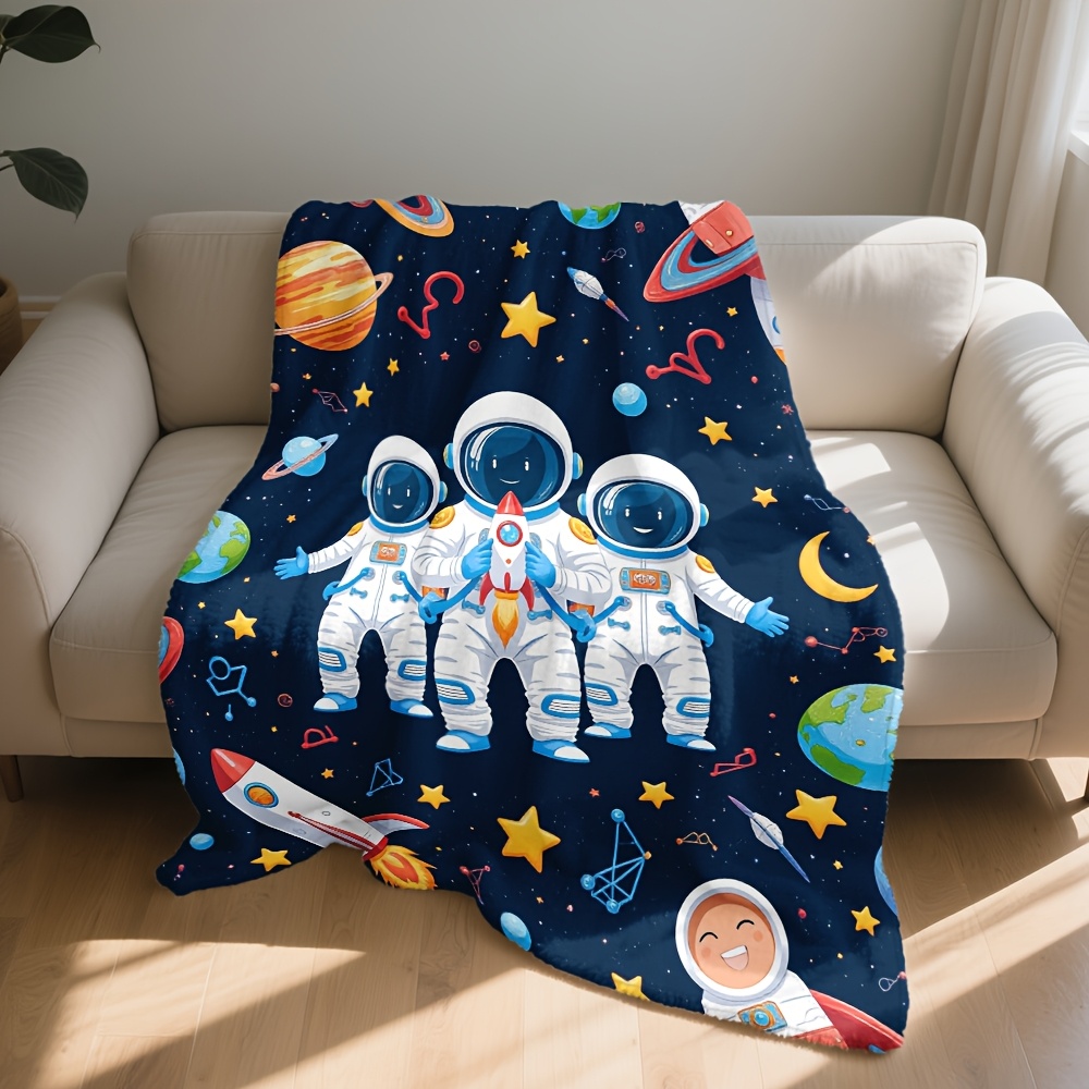 かわいらしい宇宙飛行士の銀河柄ブランケット。子供部屋の装飾に - Baby Nursery Themes Boy のレビューと価格