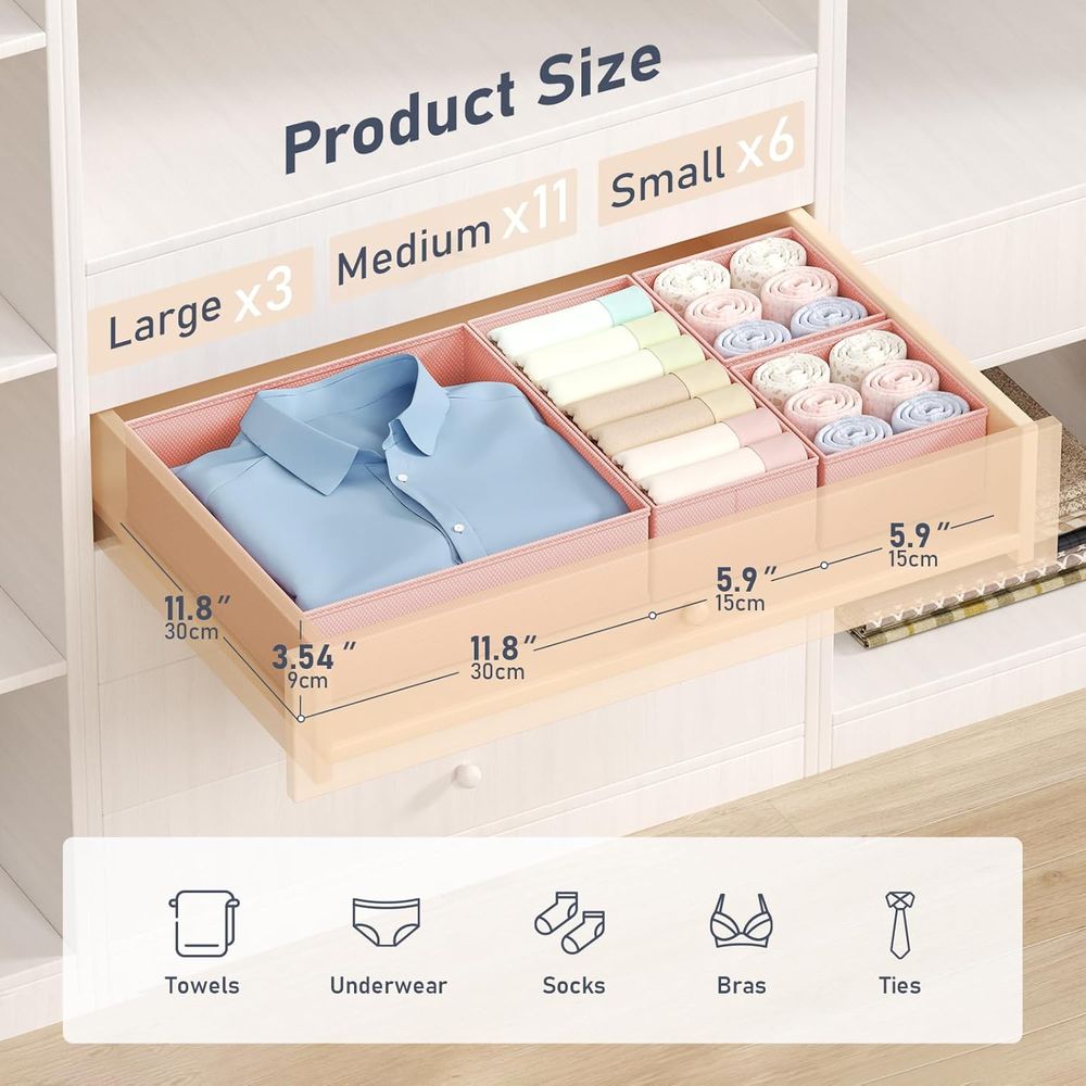 オーガナイザー衣類20個パック - 折りたたみ式ベビーオーガ - Baby Nursery Drawers のレビューと価格