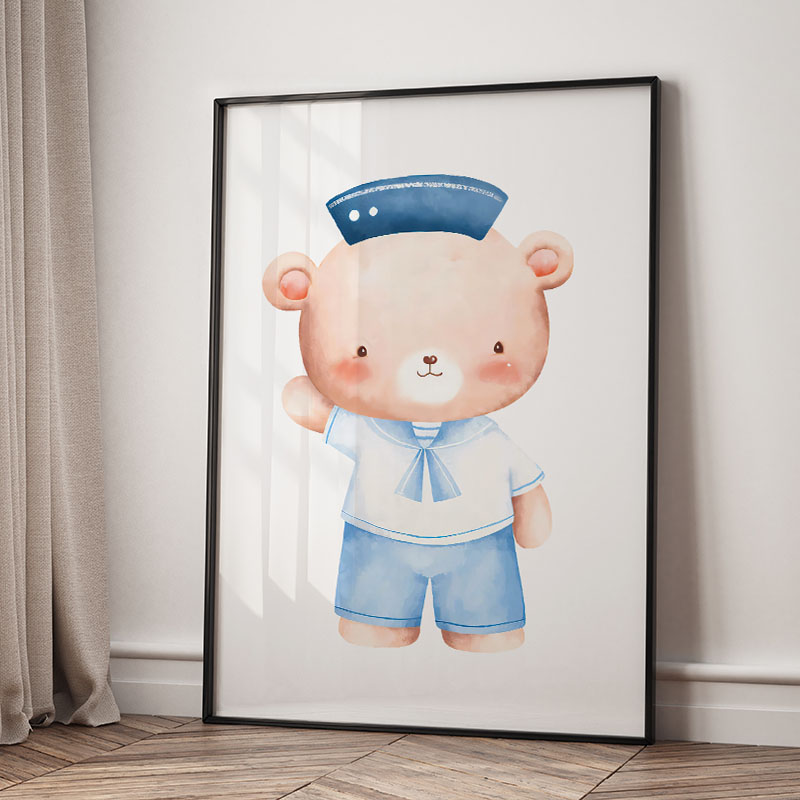 クマクジラ帆船灯台航海保育園ポスターとプリントキャンバス絵画 - Baby Nursery Modern のレビューと価格
