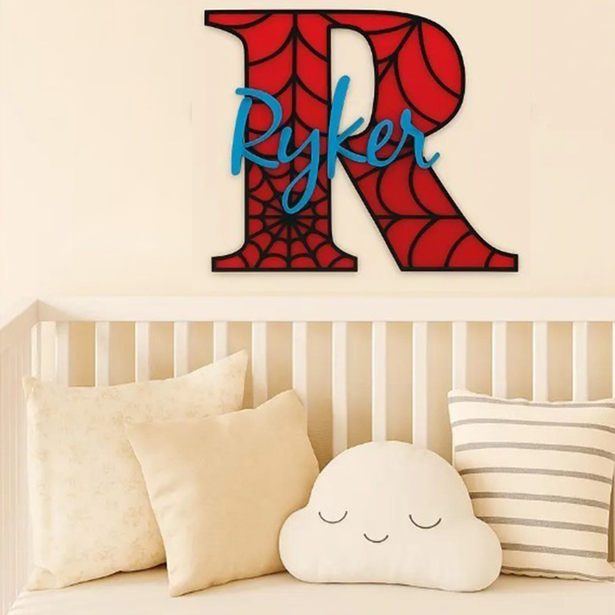パーソナライズされたスパイダーウェブネームハンギングサイン、 - Baby Nursery Name Sign のレビューと価格