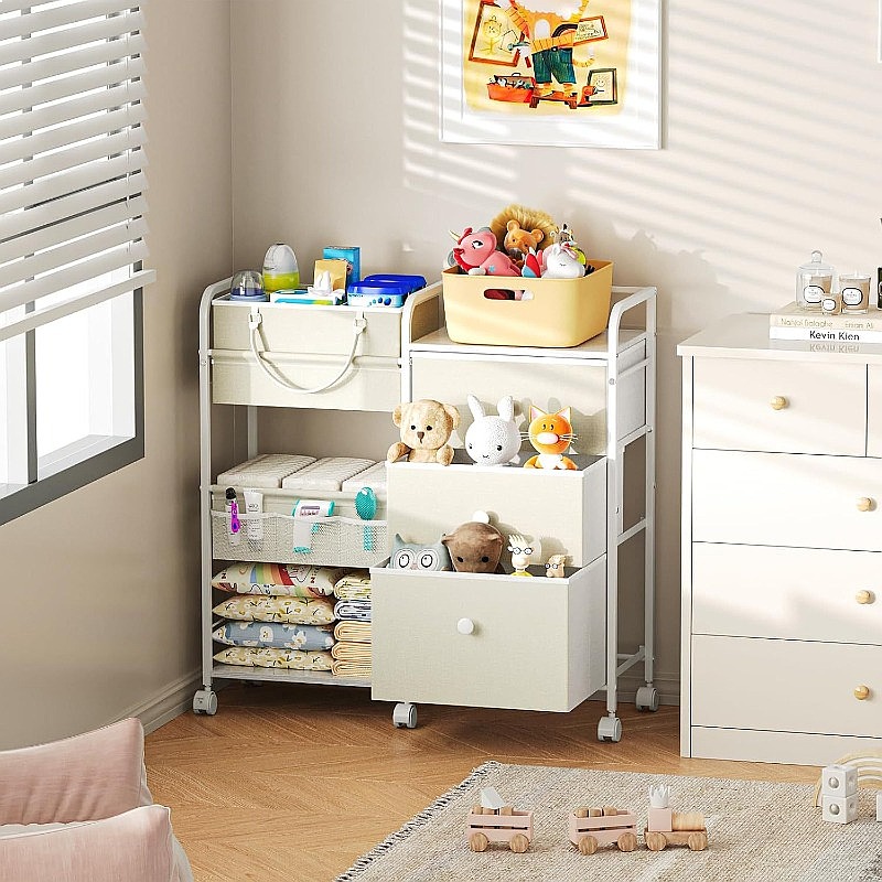 大容量ベビーおむつオーガナイザーカート3段モバイル収納引き出 - Baby Nursery Drawers のレビューと価格