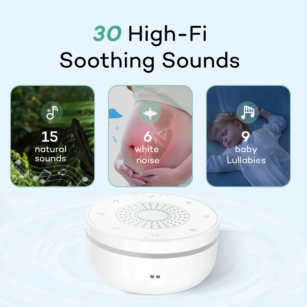 ベビーホワイトノイズマシン USB充電式 タイマー設定機能付 - Baby Sound Machine White のレビューと価格