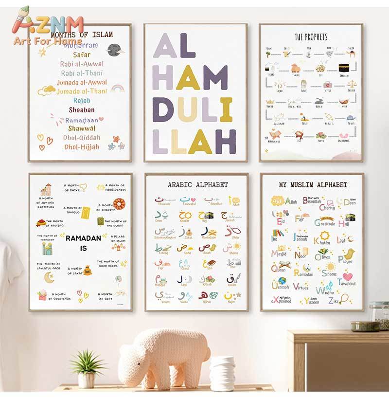 イスラム教　ムスリム預言者　アラビア語アルファベット　アッラ - Baby Nursery Paintings のレビューと価格