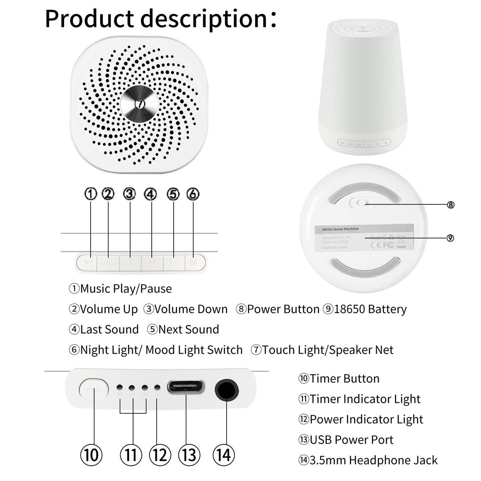 ホワイトノイズサウンドマシン 赤ちゃん睡眠サウンドマシン カ - Baby Sound Machine White のレビューと価格