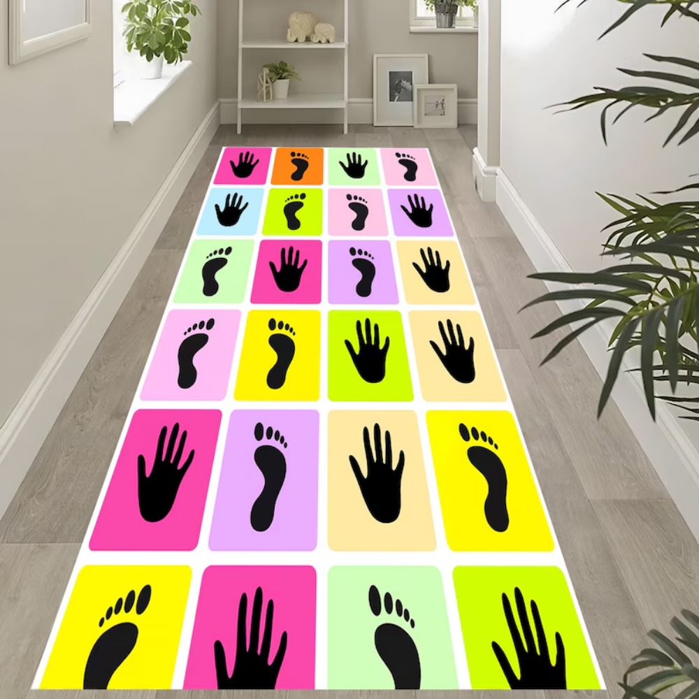 手形足形ゲームランナーラグ キッズパステルプレイマット プレ - Baby Nursery Mat のレビューと価格