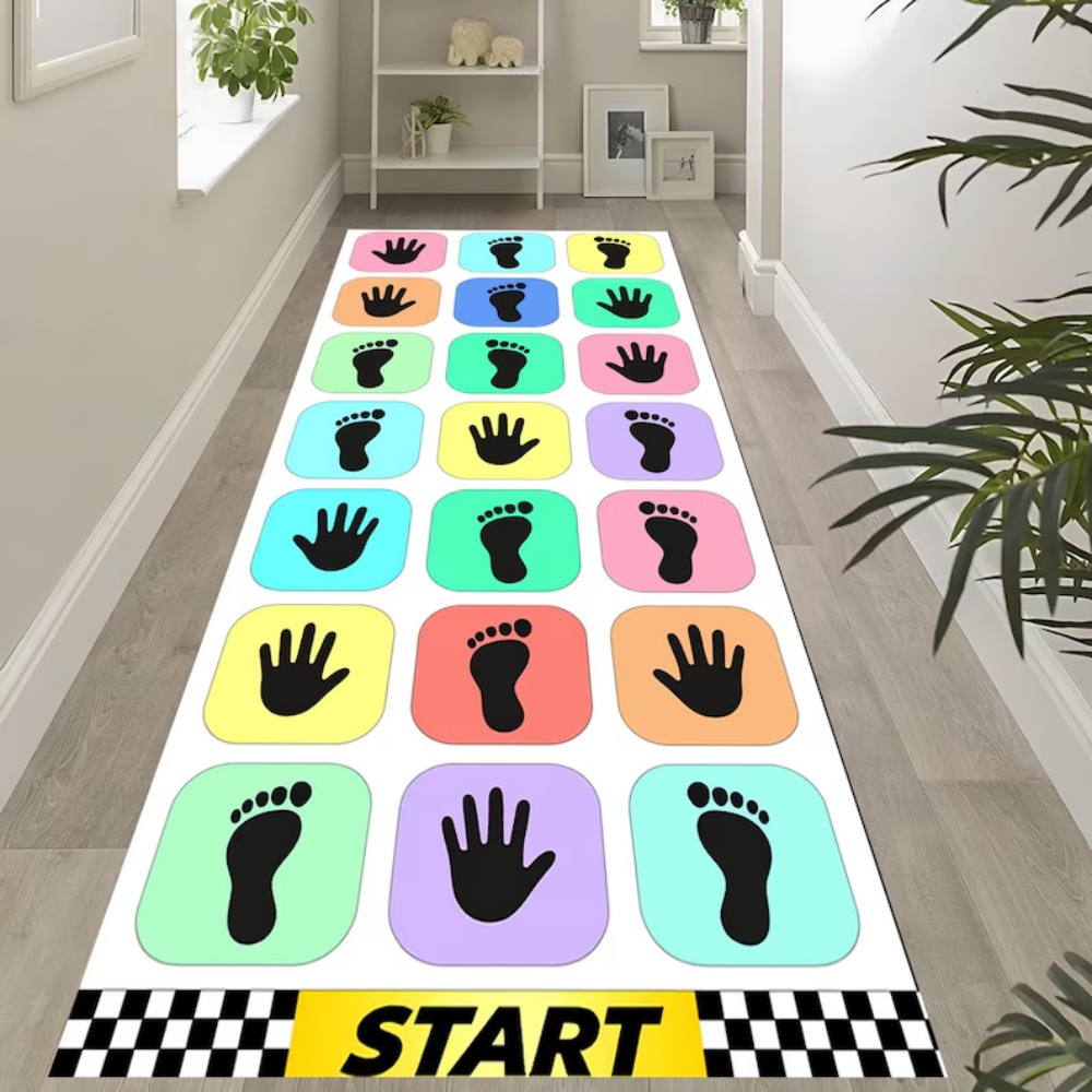 手形足形ゲームランナーラグ キッズパステルプレイマット プレ - Baby Nursery Mat のレビューと価格